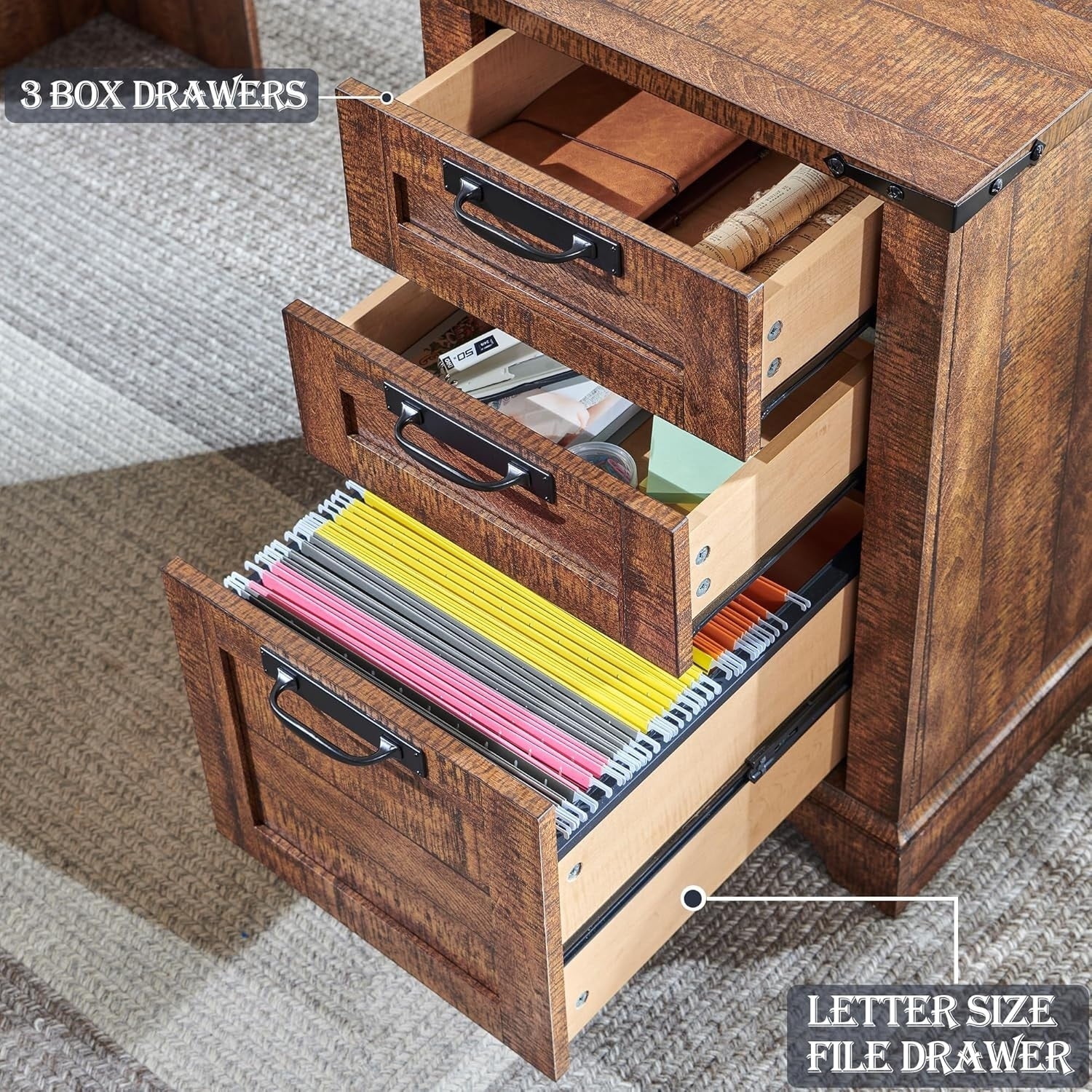 60 cm langer, L-förmiger Schreibtisch im Landhausstil, Eckschreibtisch aus Holz, Computertisch