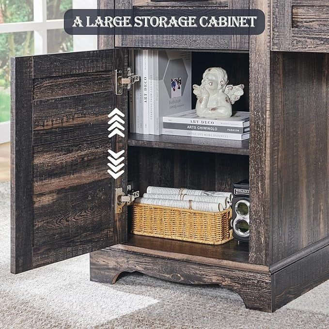 60 cm langer, L-förmiger Schreibtisch im Landhausstil, Eckschreibtisch aus Holz, Computertisch