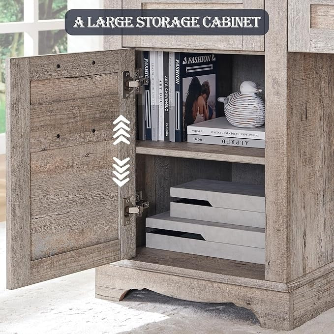 60 cm langer, L-förmiger Schreibtisch im Landhausstil, Eckschreibtisch aus Holz, Computertisch