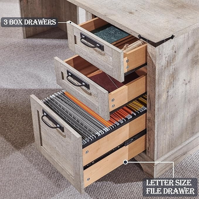 60 cm langer, L-förmiger Schreibtisch im Landhausstil, Eckschreibtisch aus Holz, Computertisch