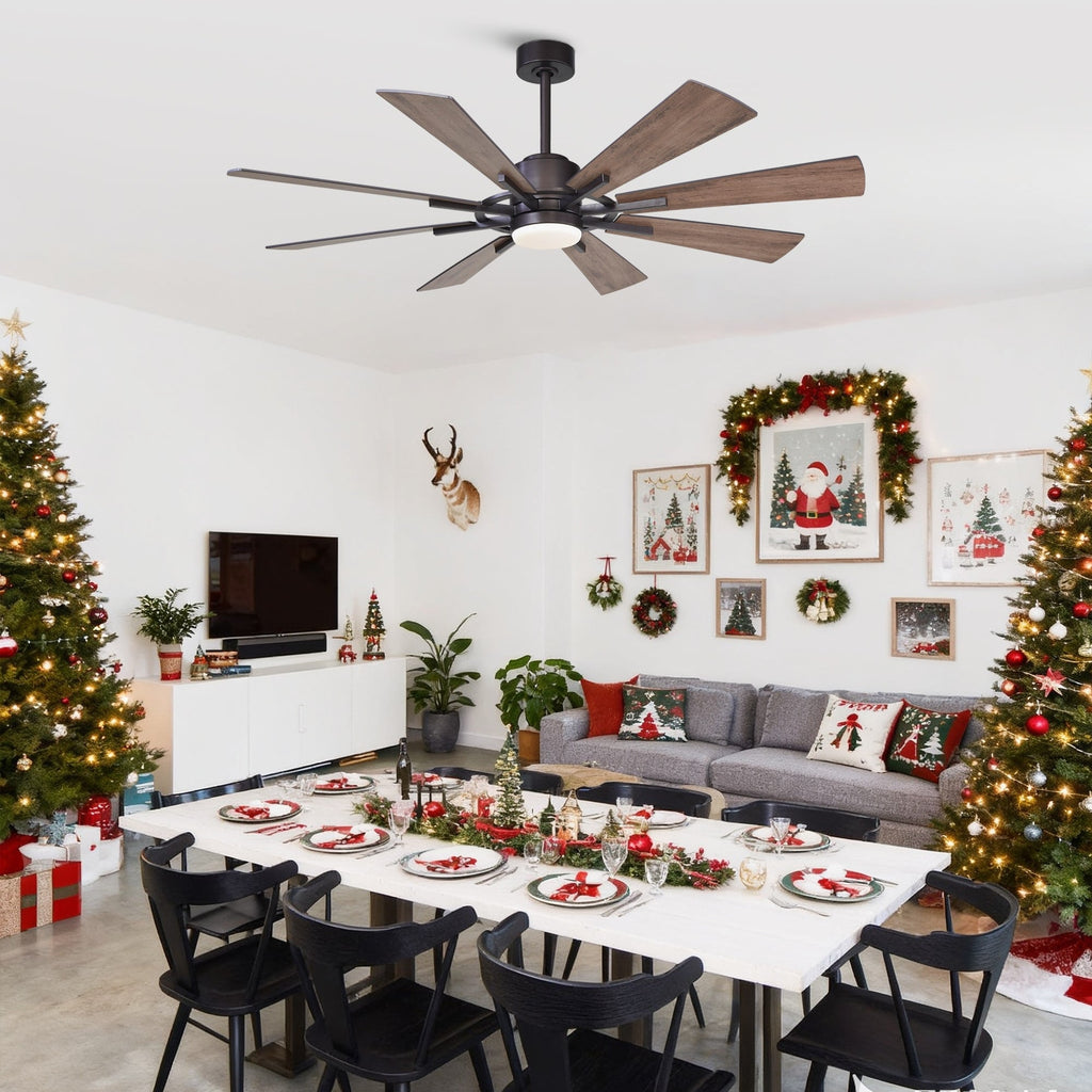 Großer Deckenventilator in Windmühlenform, 60 Zoll, in geölter Bronzeoptik, mit Licht und Fernbedienung – 60 Zoll