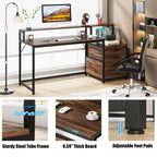 63-Zoll-Computertisch mit Monitorständer, ergonomischer Home-Office-Schreibtisch mit Schubladen und Aktenschrank