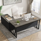 63-Zoll-L-förmiger Computertisch mit 47-Zoll-Aktenschrank, Schreibtisch-Set für das Homeoffice