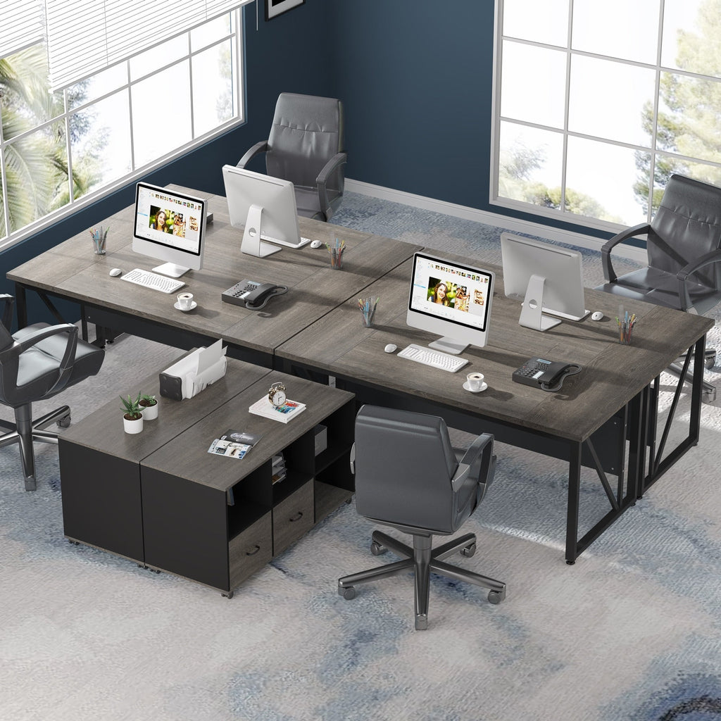 63-Zoll-L-förmiger Computertisch mit 47-Zoll-Aktenschrank, Schreibtisch-Set für das Homeoffice