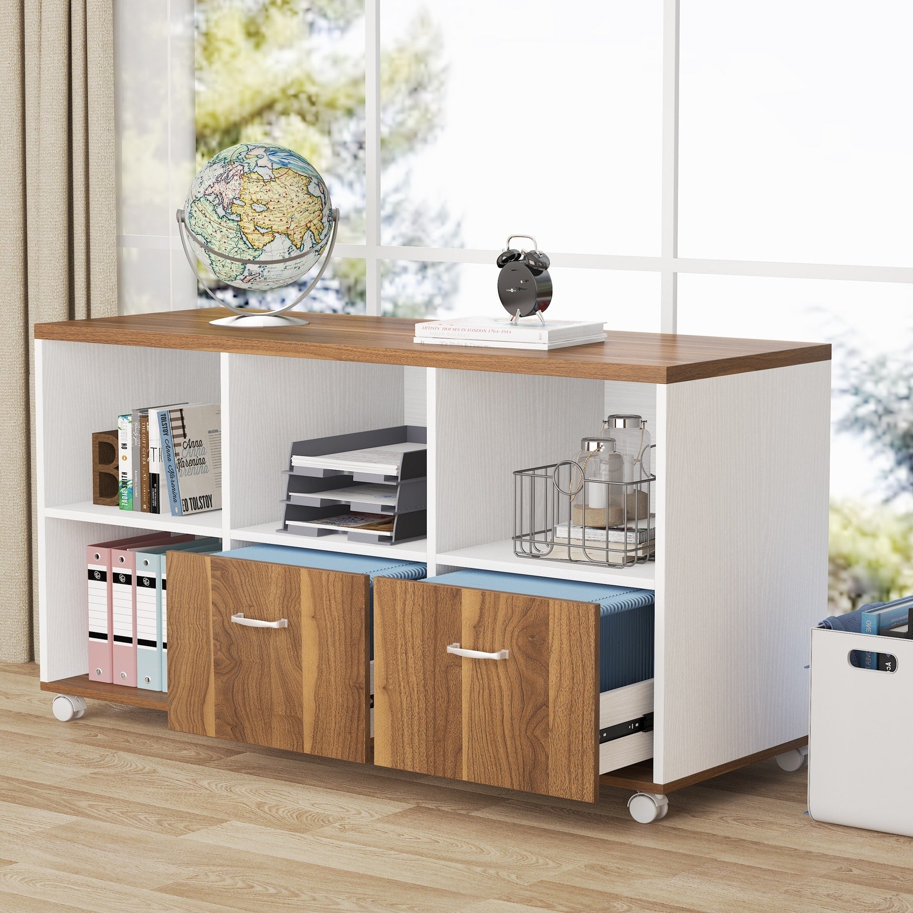 63-Zoll-L-förmiger Computertisch mit 47-Zoll-Aktenschrank, Schreibtisch-Set für das Homeoffice