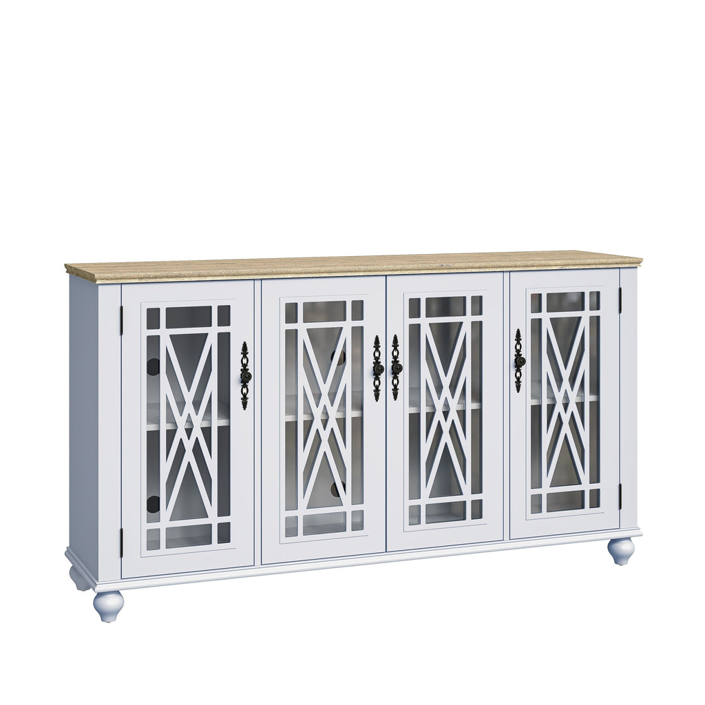 63 Zoll breites Buffet-Sideboard aus Holz im Vintage-Stil