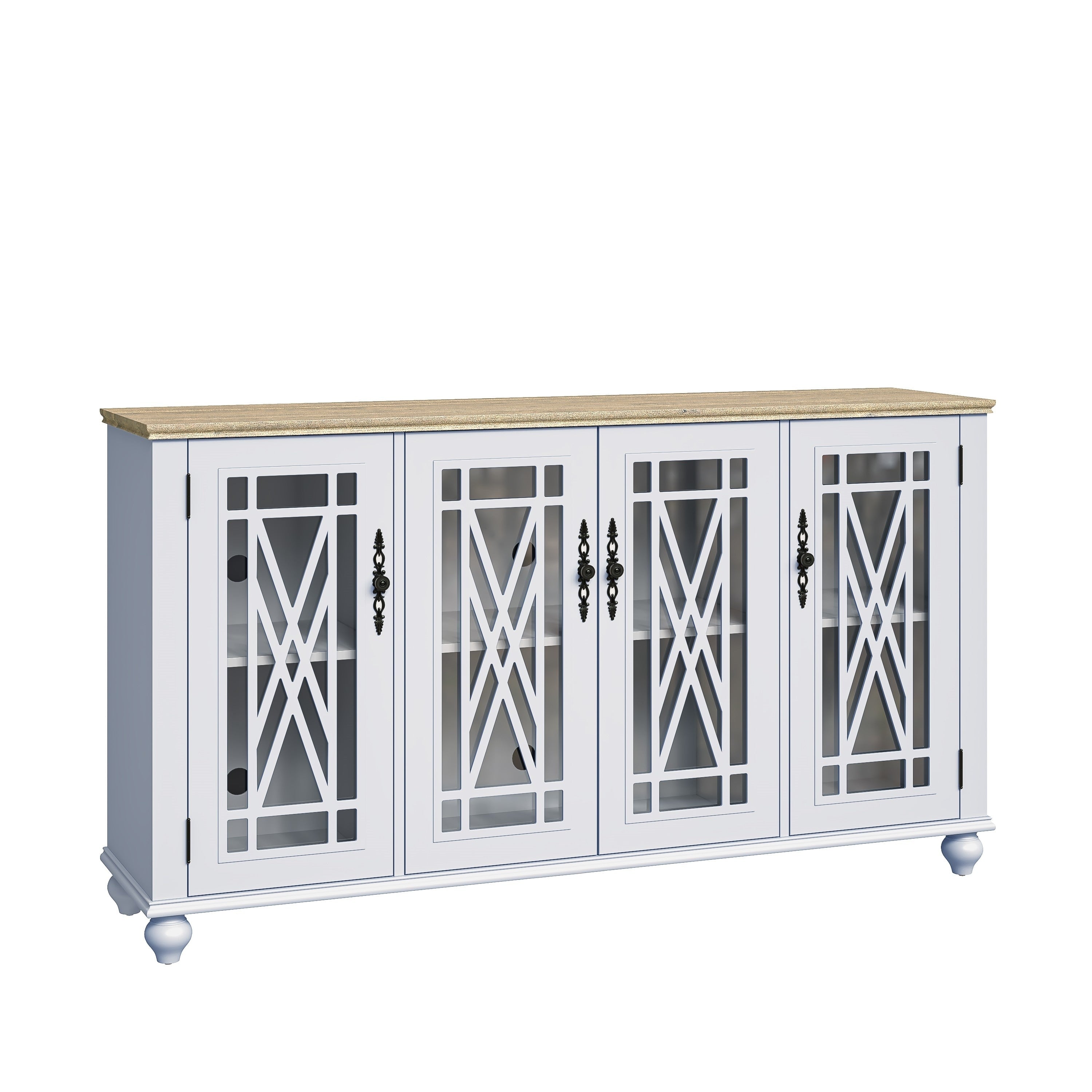 63 Zoll breites Buffet-Sideboard aus Holz im Vintage-Stil