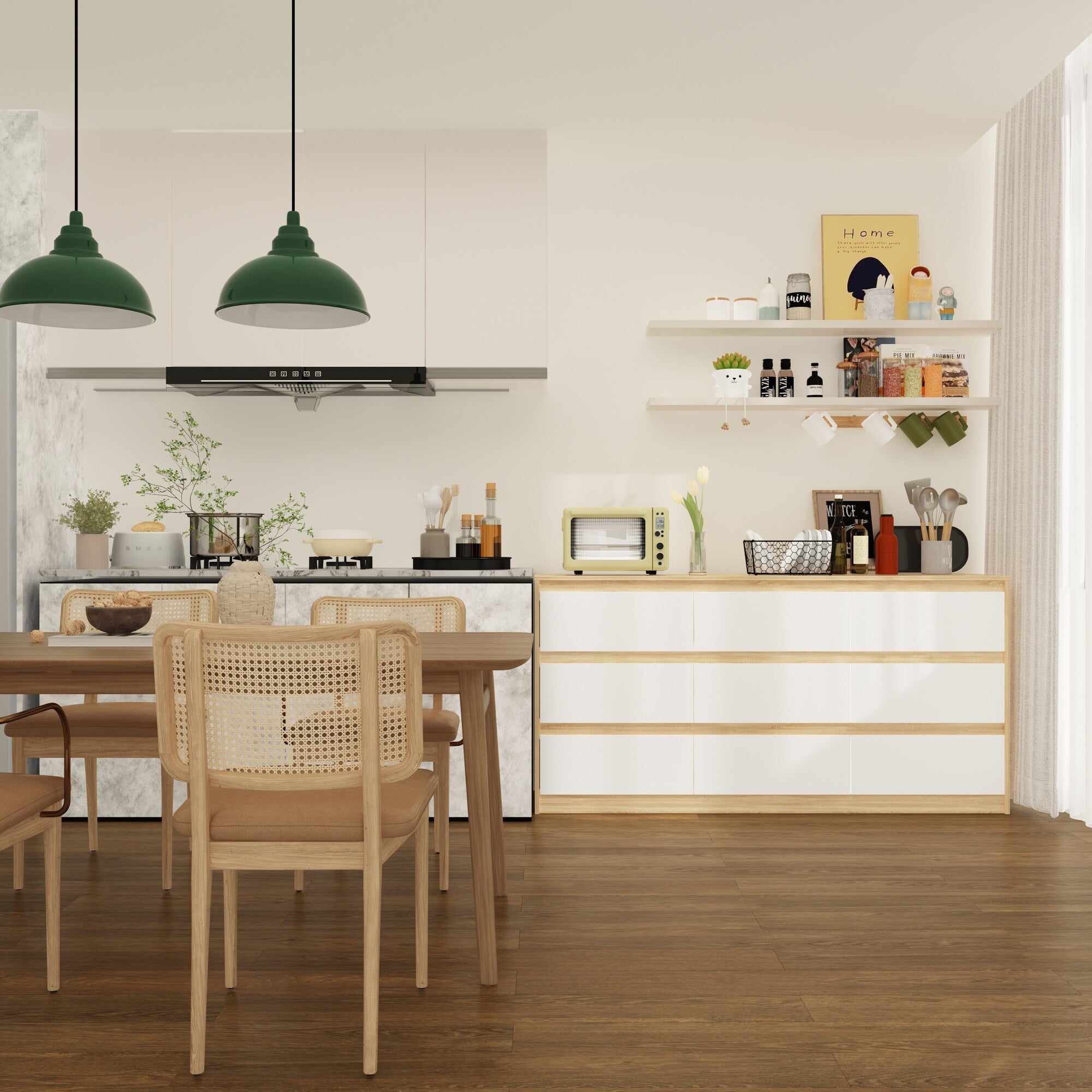 63W 9-Schubladen-Kommode, Akzentkommode für Wohnzimmer und Schlafzimmer