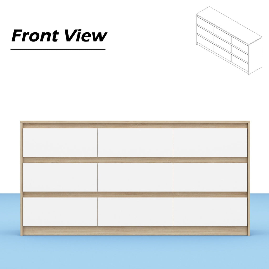 63W 9-Schubladen-Kommode, Akzentkommode für Wohnzimmer und Schlafzimmer