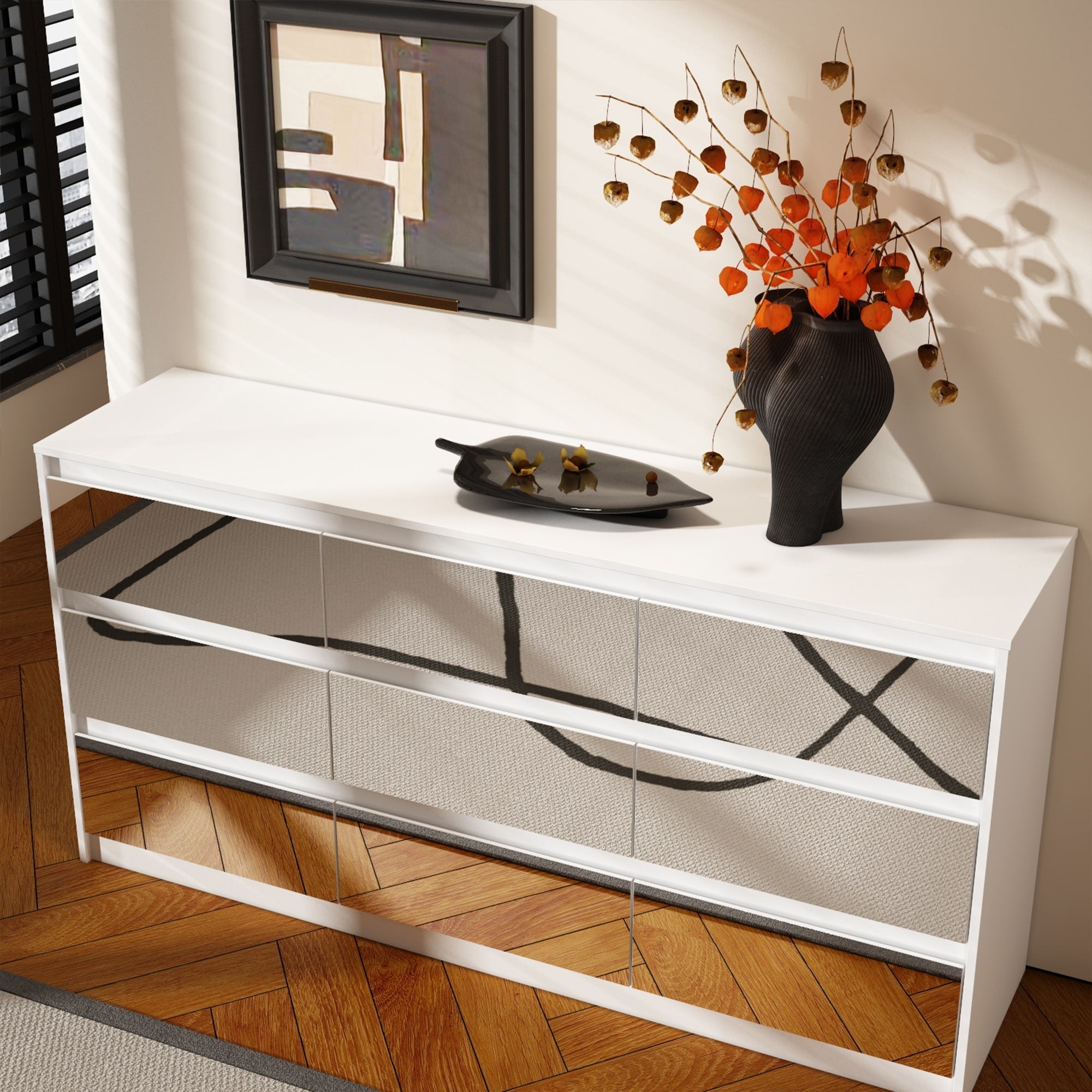 63W 9-Schubladen-Kommode, Akzentkommode für Wohnzimmer und Schlafzimmer