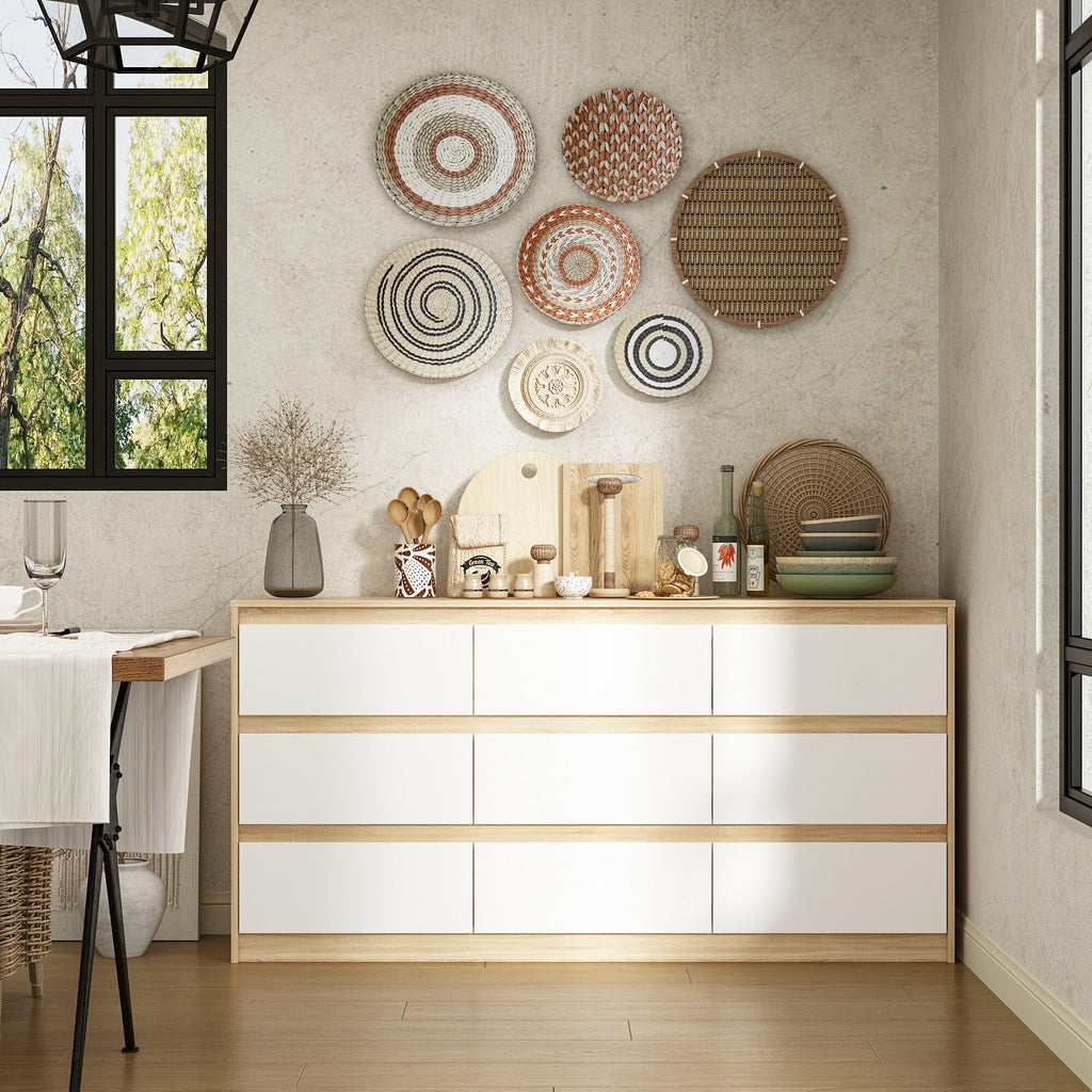 63W 9-Schubladen-Kommode, Akzentkommode für Wohnzimmer und Schlafzimmer
