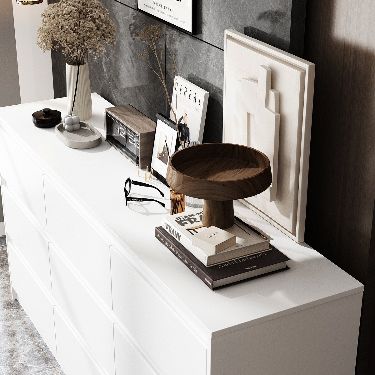 63W 9-Schubladen-Kommode, Akzentkommode für Wohnzimmer und Schlafzimmer