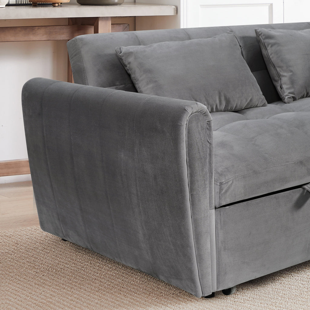 64,96 € Samt-Schlafsofa (3-in-1) mit verstellbarer Rückenlehne, Staufach und einer Tragkraft von 227 kg