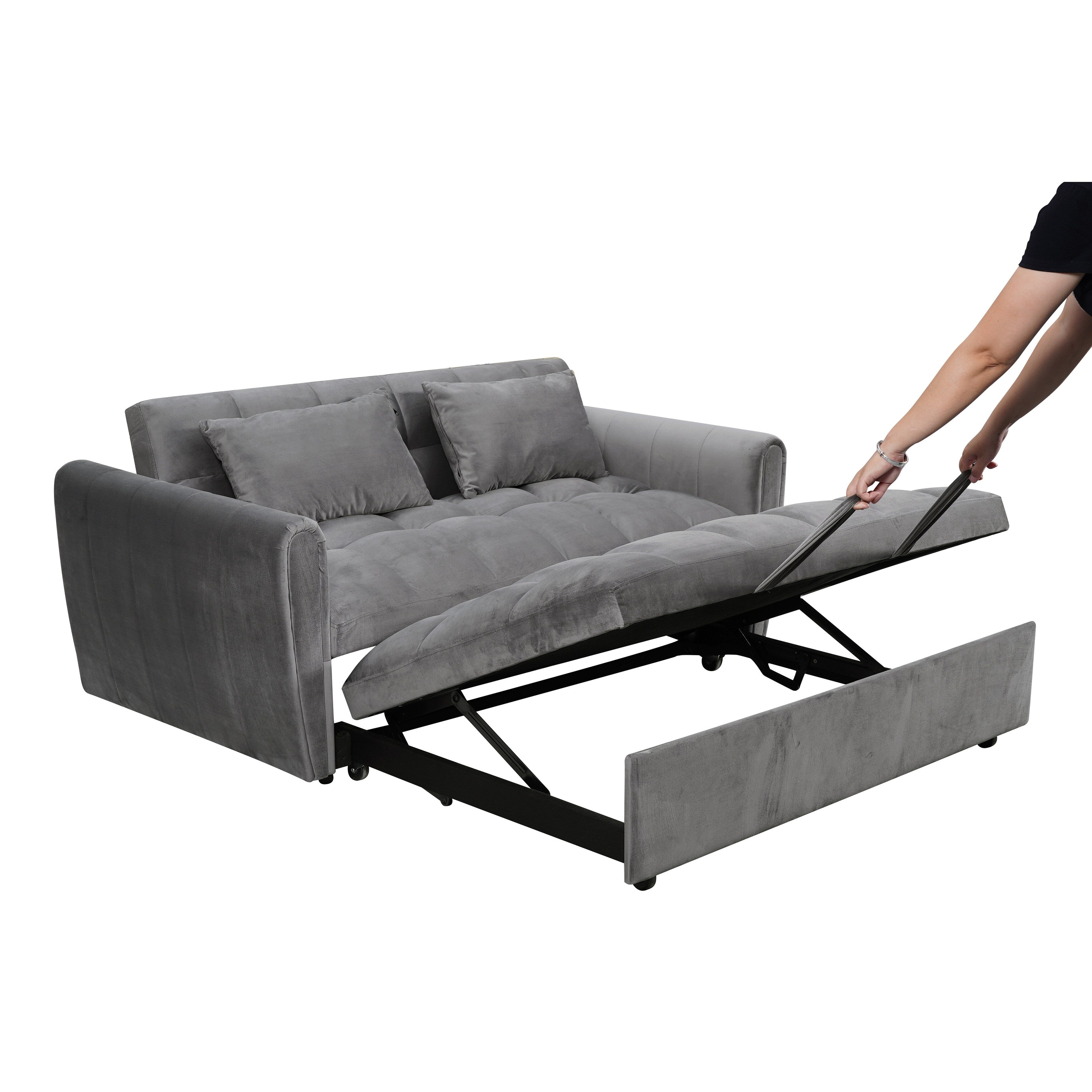 64,96 € Samt-Schlafsofa (3-in-1) mit verstellbarer Rückenlehne, Staufach und einer Tragkraft von 227 kg