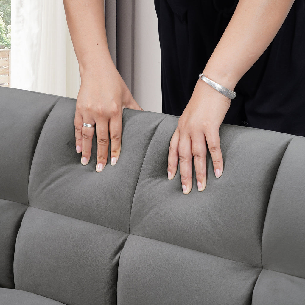 64,96 € Samt-Schlafsofa (3-in-1) mit verstellbarer Rückenlehne, Staufach und einer Tragkraft von 227 kg