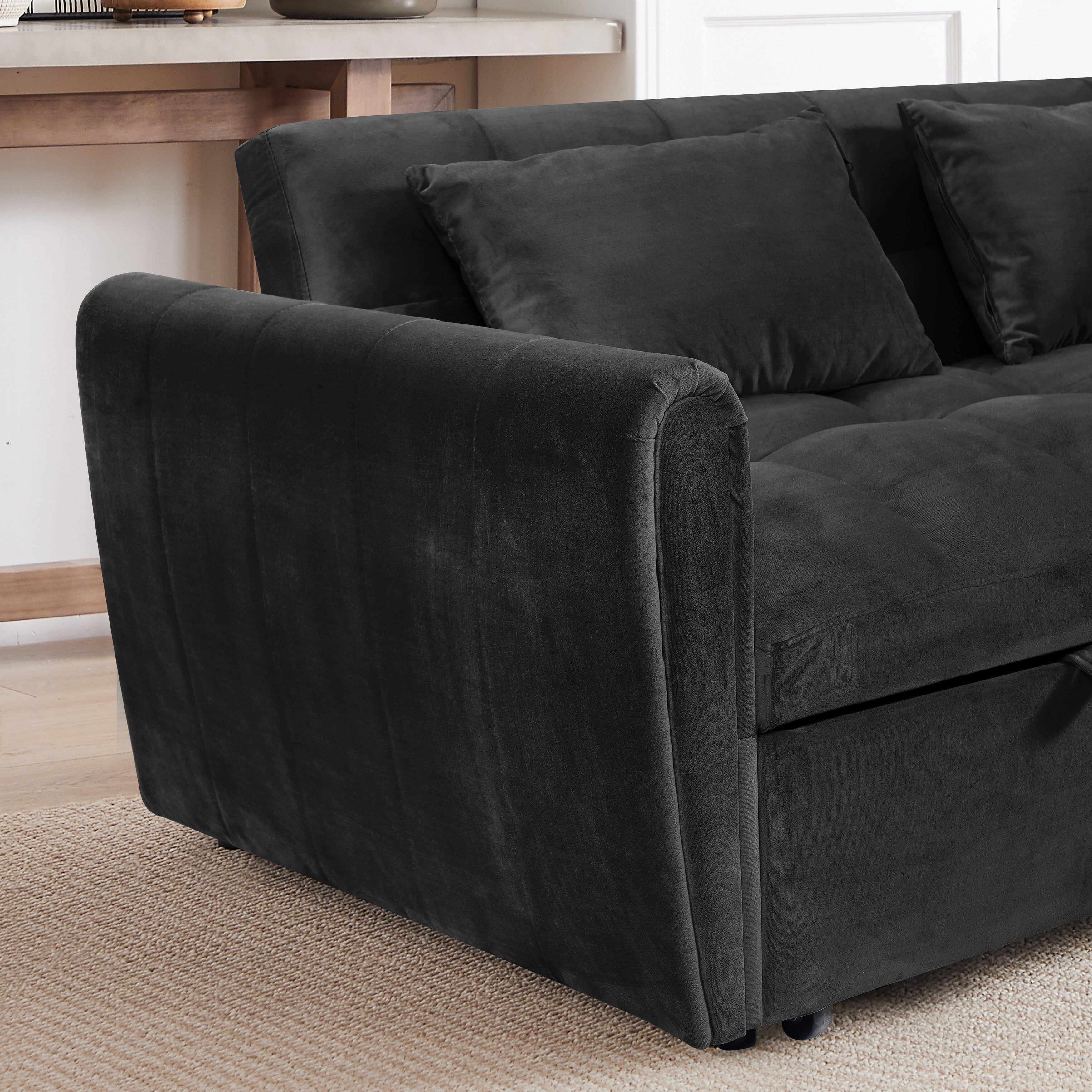 64,96 € Samt-Schlafsofa (3-in-1) mit verstellbarer Rückenlehne, Staufach und einer Tragkraft von 227 kg