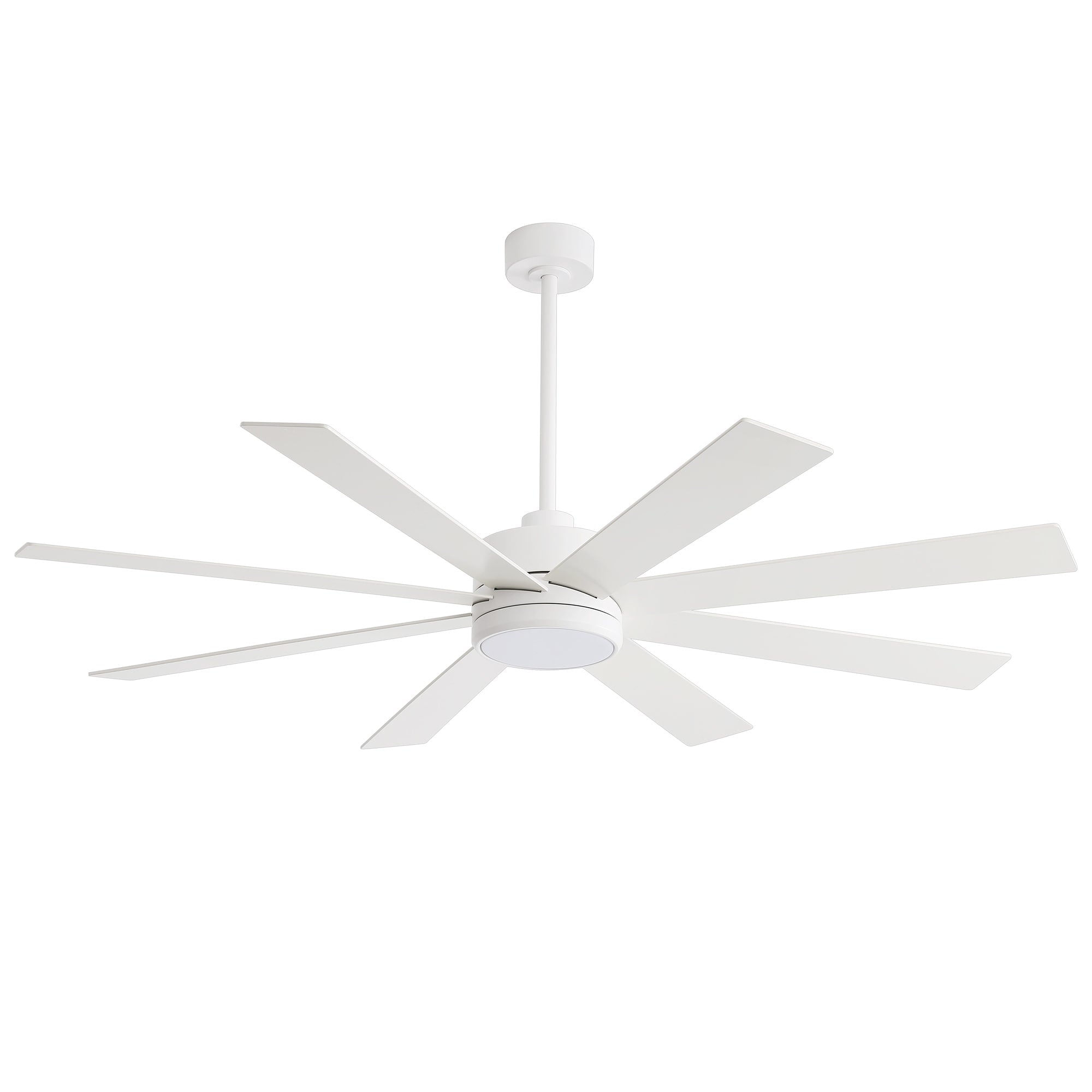 65 Zoll großer, schwarzer LED-Deckenventilator mit 8 Flügeln, Licht und Fernbedienung