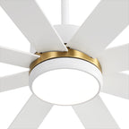 65 Zoll großer, schwarzer LED-Deckenventilator mit 8 Flügeln, Licht und Fernbedienung