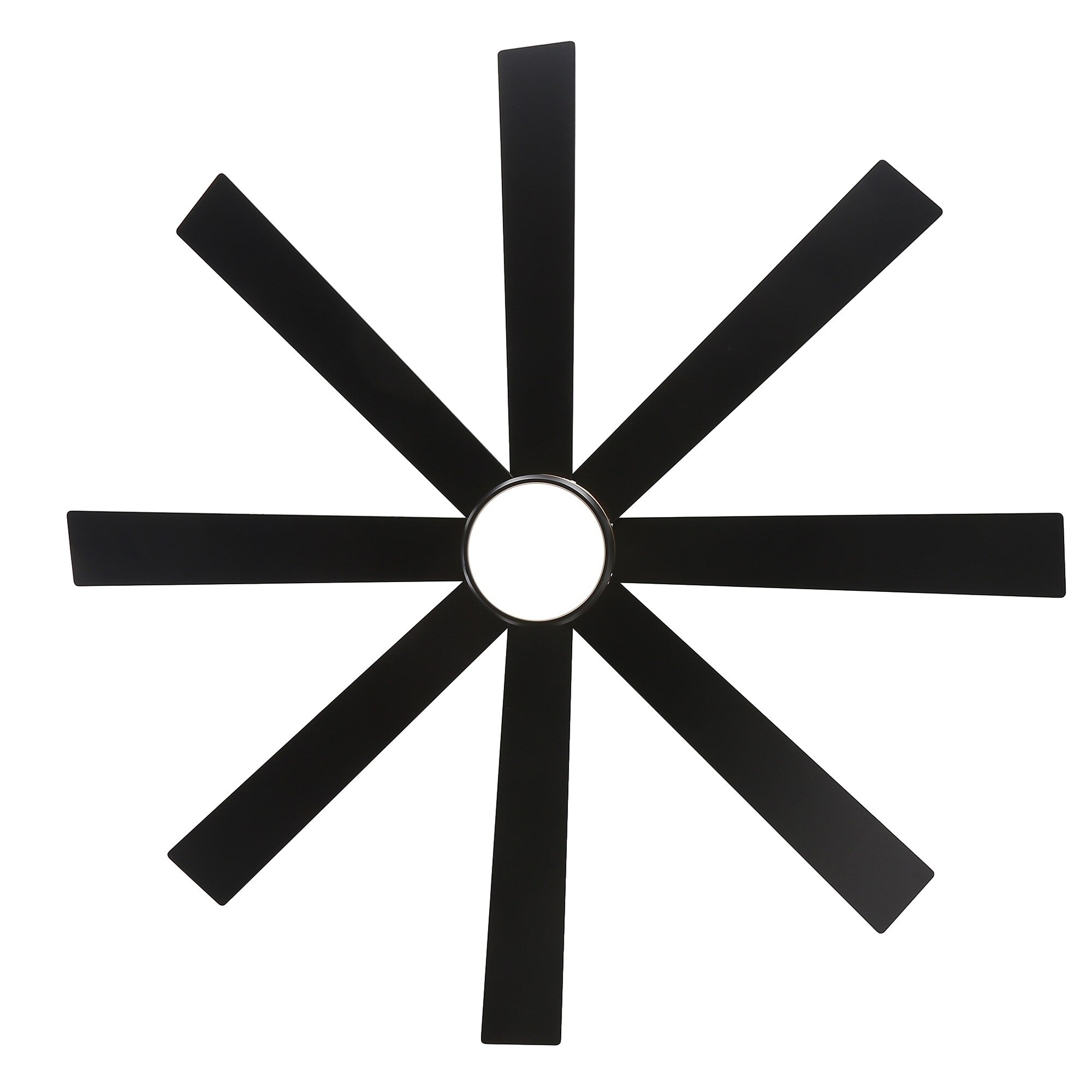 65 Zoll großer, schwarzer LED-Deckenventilator mit 8 Flügeln, Licht und Fernbedienung