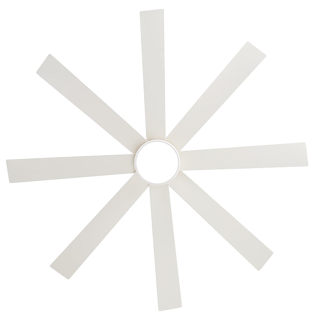 65 Zoll großer, schwarzer LED-Deckenventilator mit 8 Flügeln, Licht und Fernbedienung