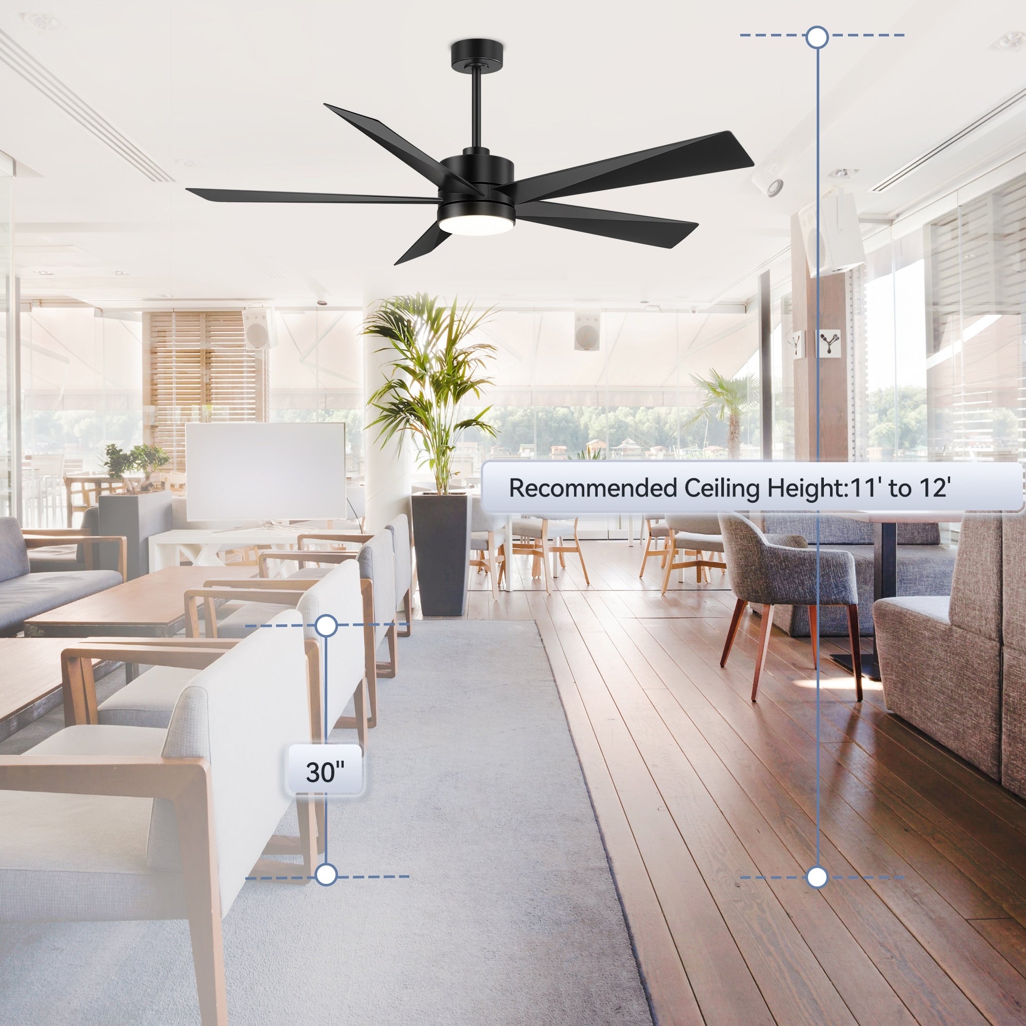 Breezary 65/52/42 5-Blatt-LED-Deckenventilator mit Beleuchtung und Fernbedienung