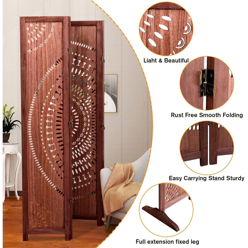 65 Zoll hoher, faltbarer Raumteiler aus Massivholz