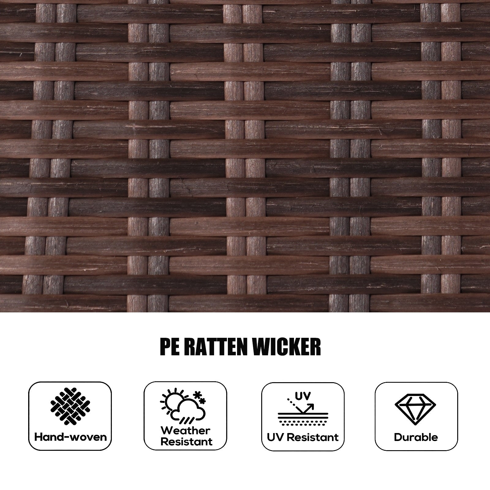 7-teiliges rundes Essset aus Rattan-Geflecht für den Außenbereich mit Kissen von Moda Furnishings