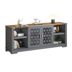 Rustikaler, dekorativer TV-Türständer mit Blumenmuster, 70 Zoll breit, für Fernseher bis zu 80 Zoll.