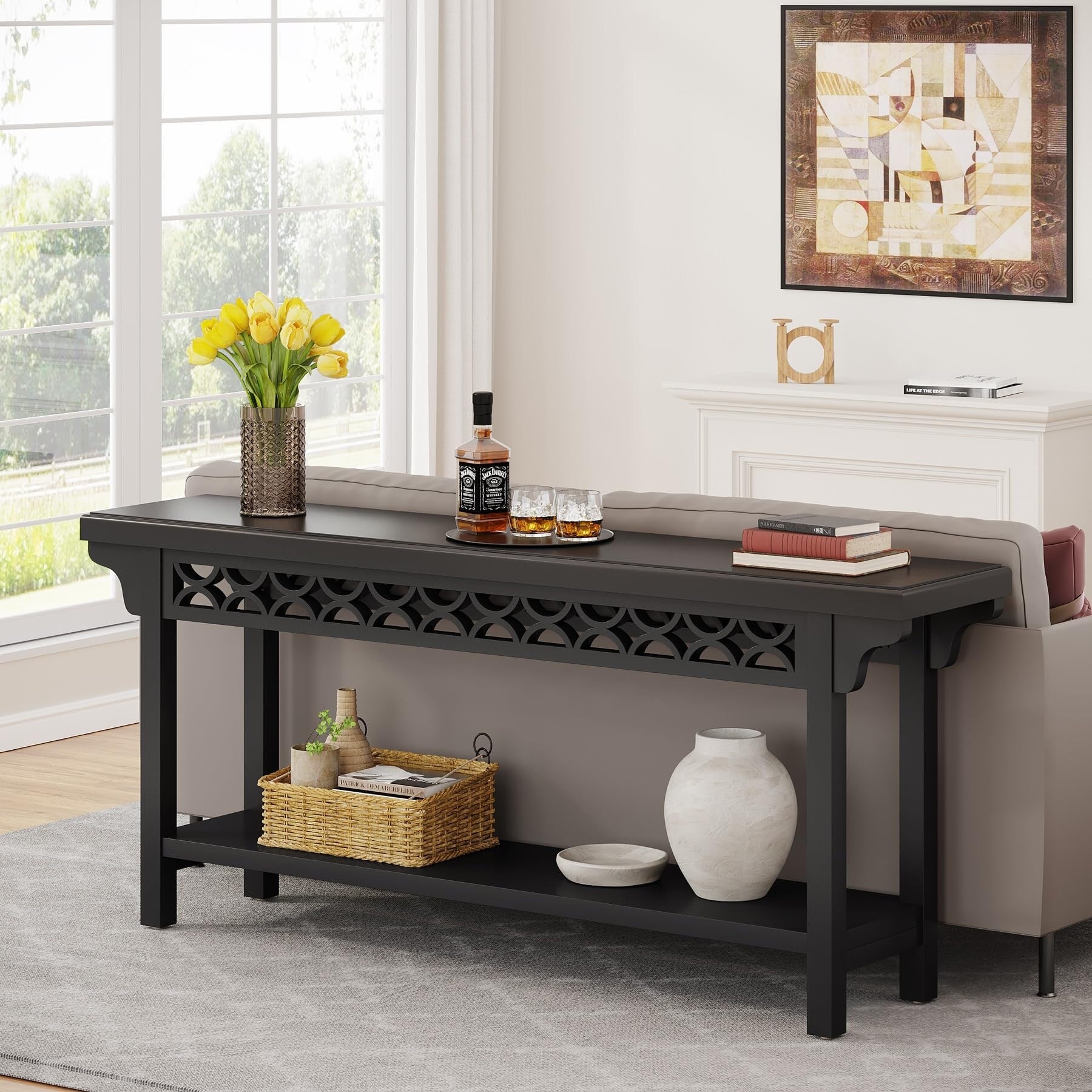 70,8 Zoll langer Konsolentisch aus Massivholz im Landhausstil, Sofatisch