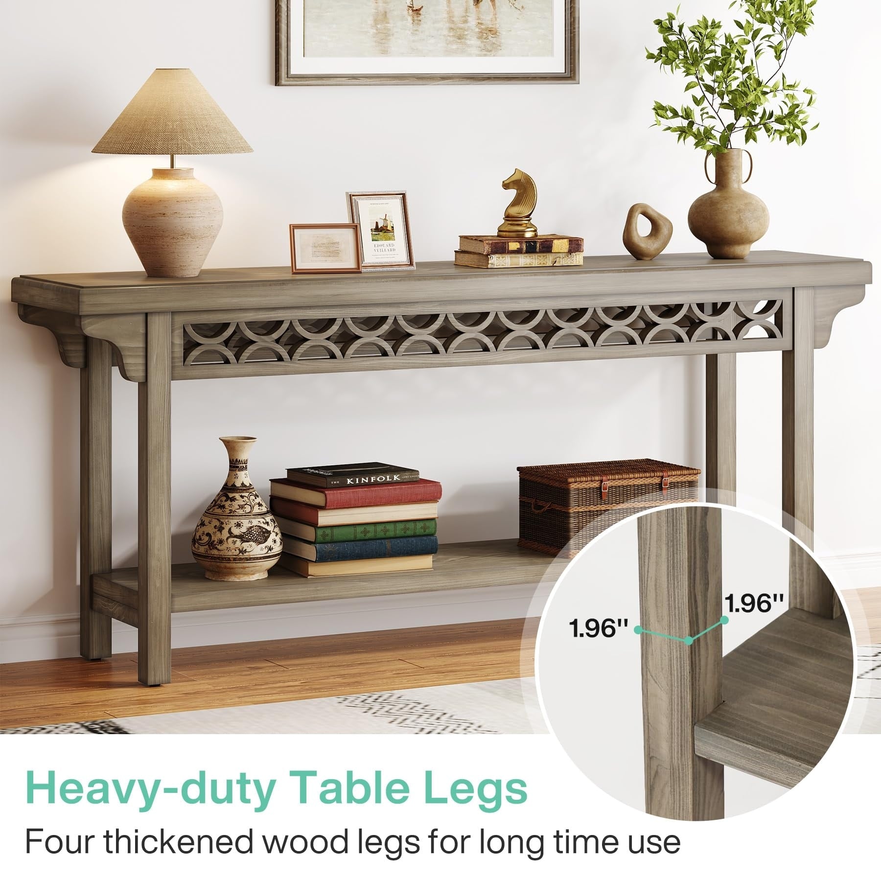 70,8 Zoll langer Konsolentisch aus Massivholz im Landhausstil, Sofatisch