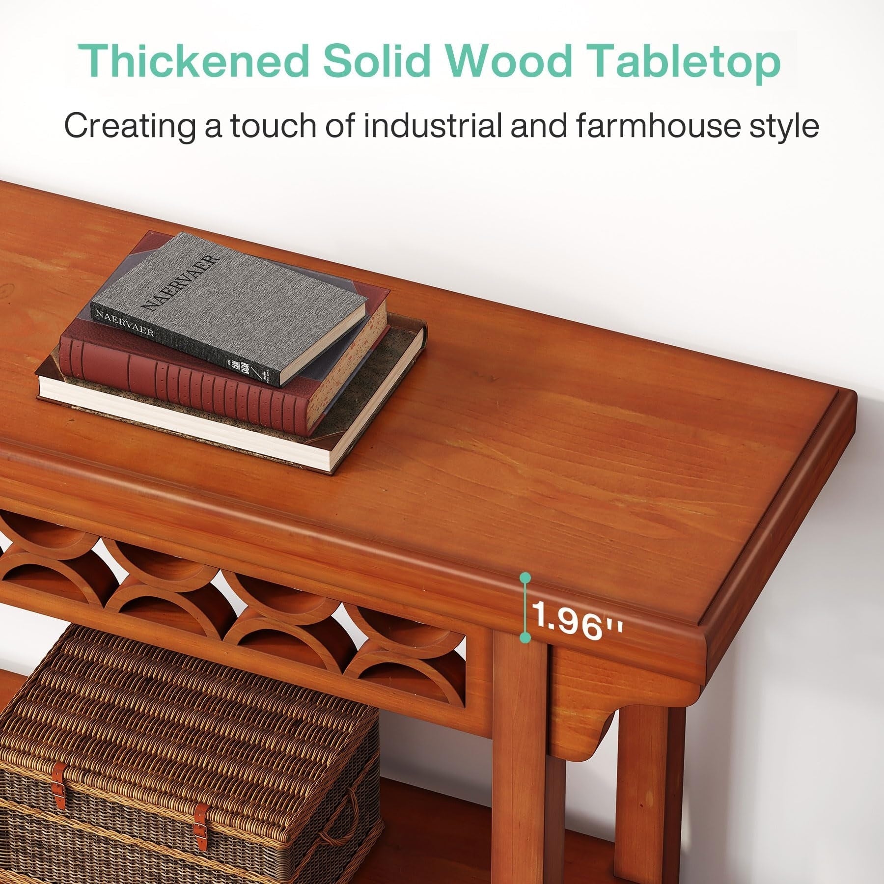 70,8 Zoll langer Konsolentisch aus Massivholz im Landhausstil, Sofatisch