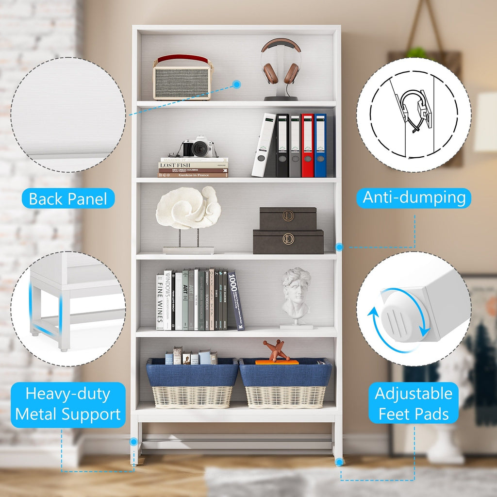 70,8 Zoll hohes Bücherregal mit 5 Ebenen – 11,81 Zoll (Tiefe) x 31,5 Zoll (Breite) x 70,87 Zoll (Höhe)