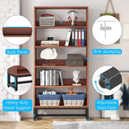 70,8 Zoll hohes Bücherregal mit 5 Ebenen – 11,81 Zoll (Tiefe) x 31,5 Zoll (Breite) x 70,87 Zoll (Höhe)