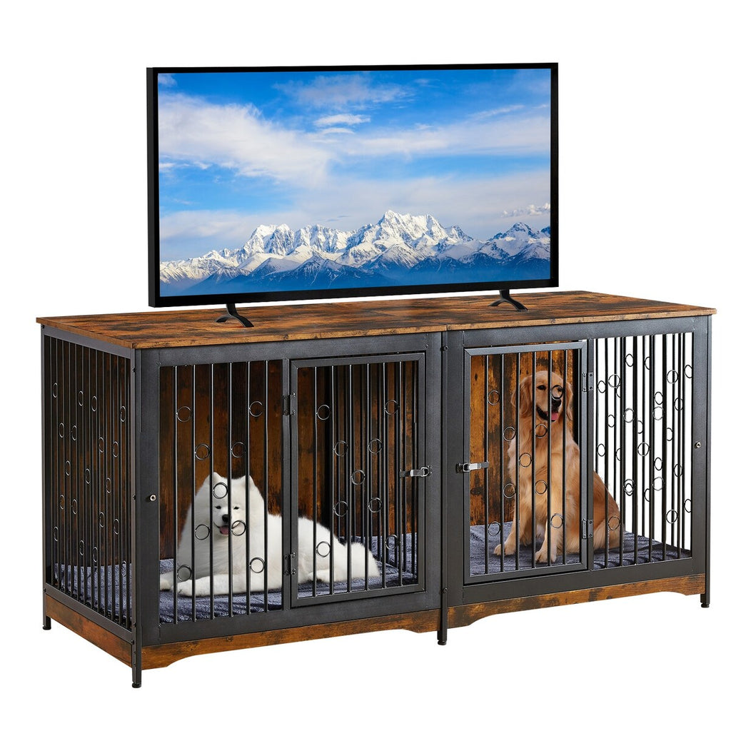 70,86'' Hundebox-Möbelstück für große Rassen, TV-Ständer mit Kissen und Doppelfächern (ohne Kissen)