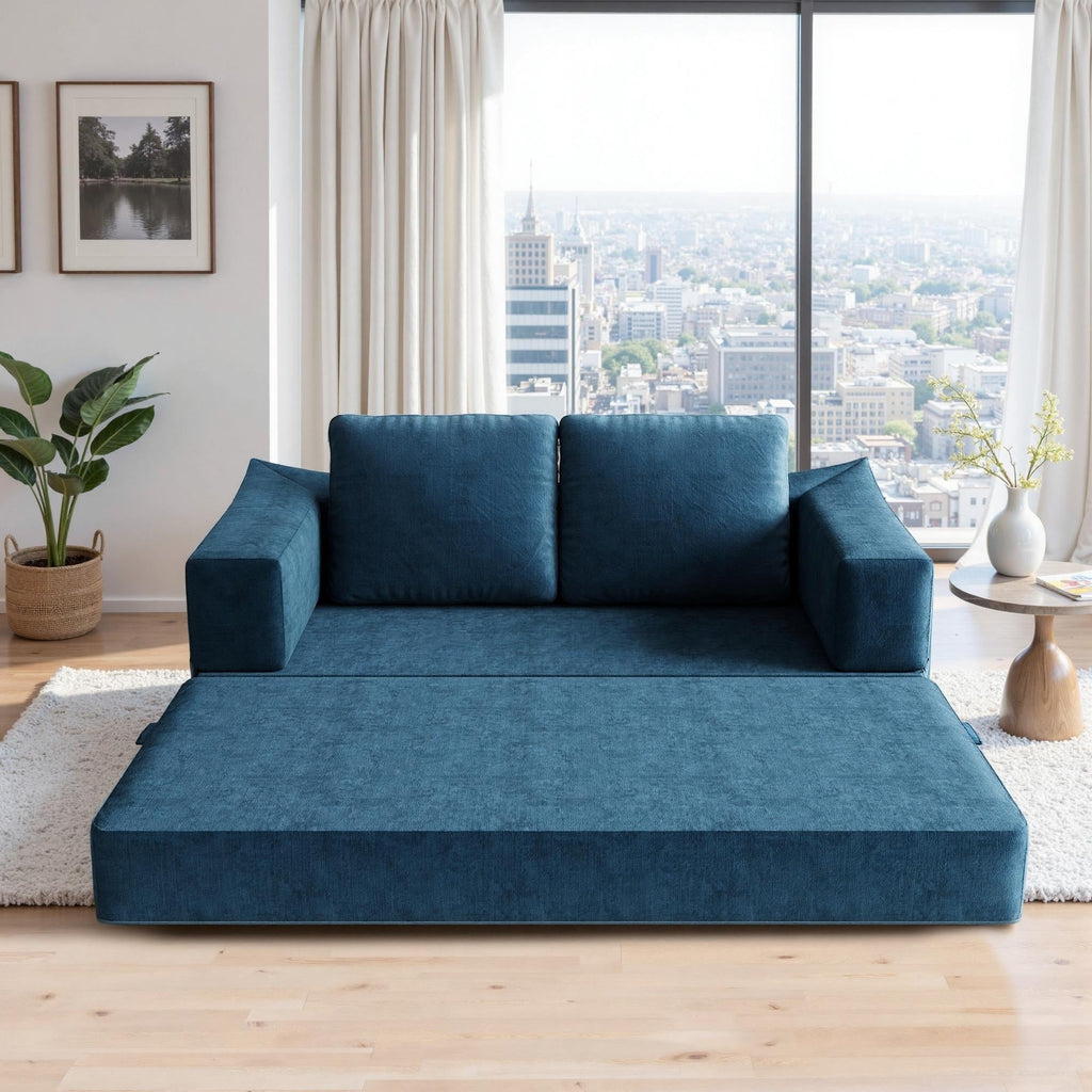 70,87 Gepolstertes Schlafsofa, ausziehbarer Sessel, bequemes Sofa für Wohnzimmer und Schlafzimmer, Chenille-Stoff