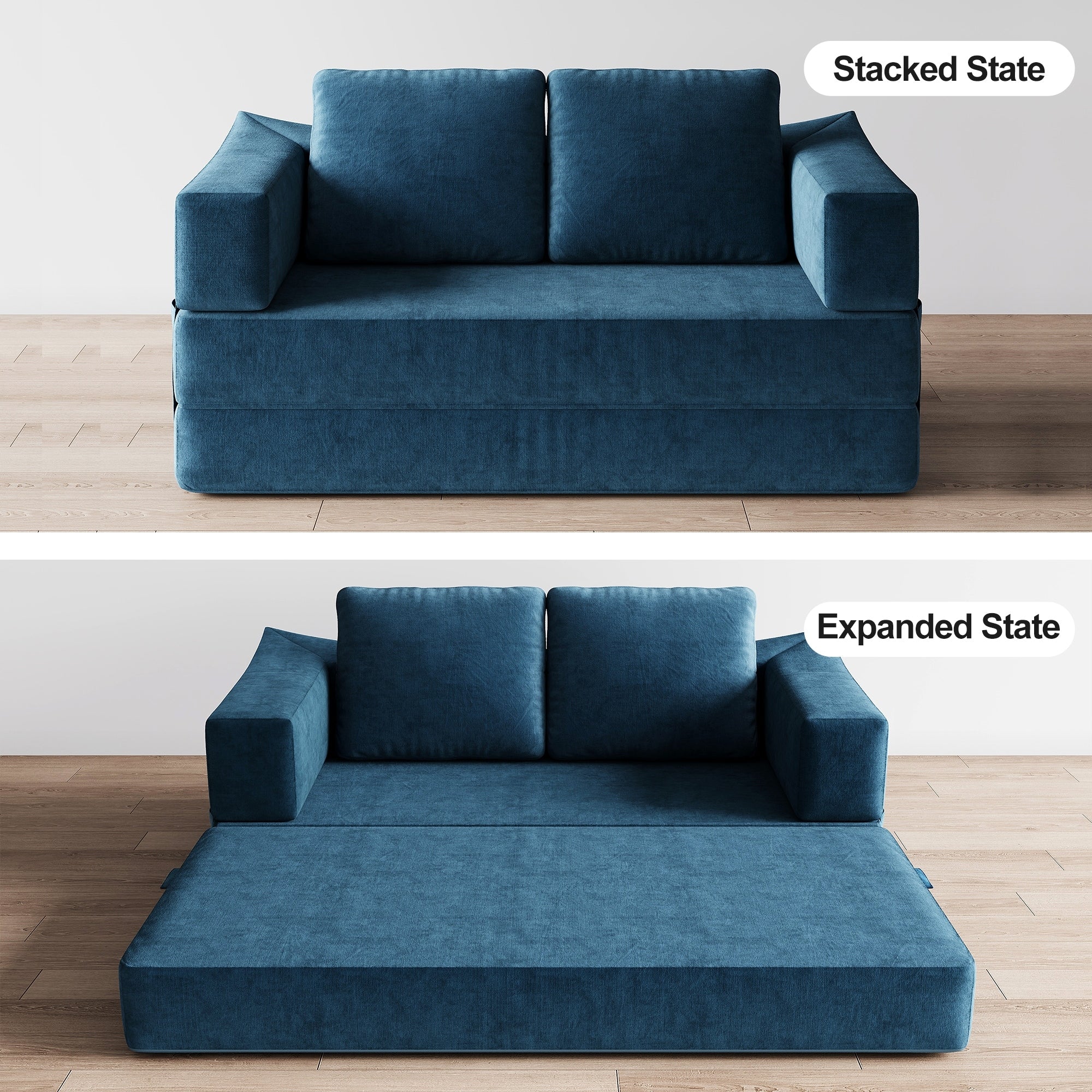 70,87 Gepolstertes Schlafsofa, ausziehbarer Sessel, bequemes Sofa für Wohnzimmer und Schlafzimmer, Chenille-Stoff