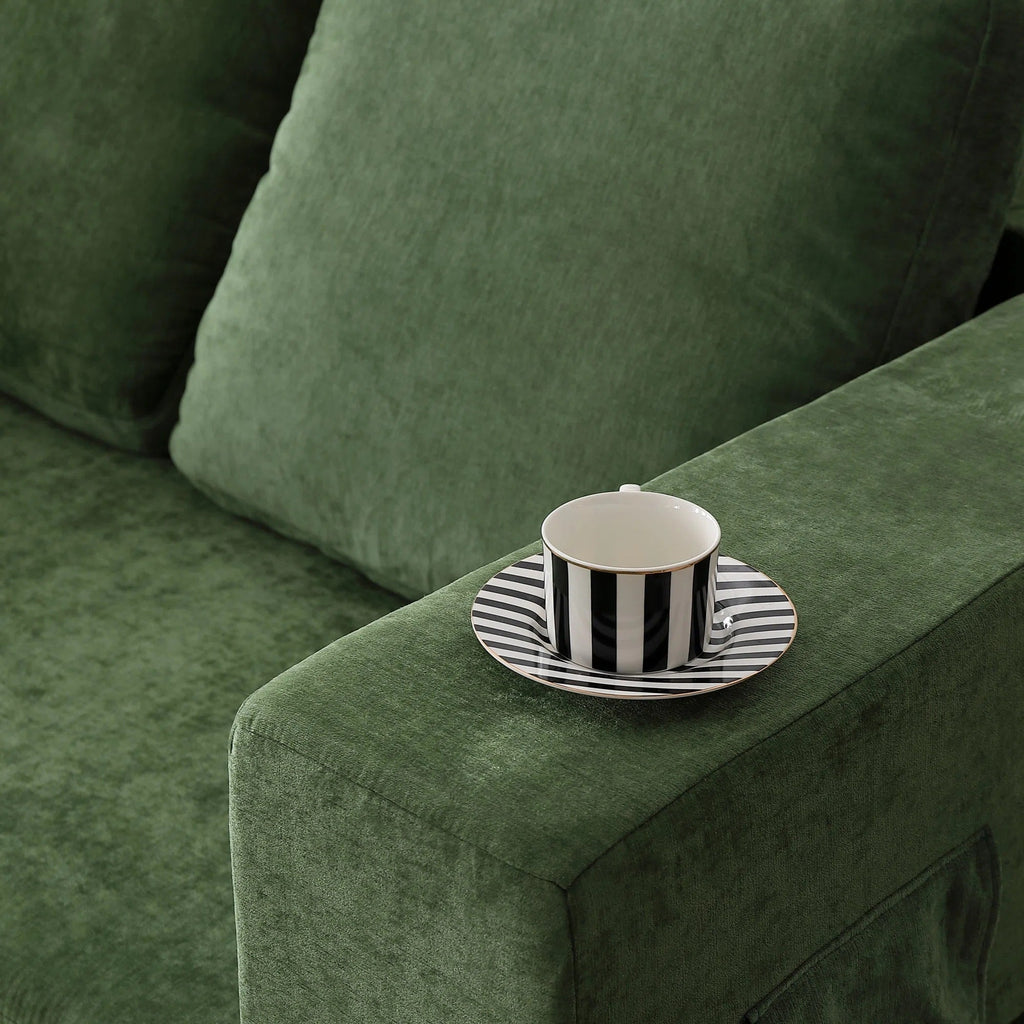 70,87 Gepolstertes Schlafsofa, ausziehbarer Sessel, bequemes Sofa für Wohnzimmer und Schlafzimmer, Chenille-Stoff