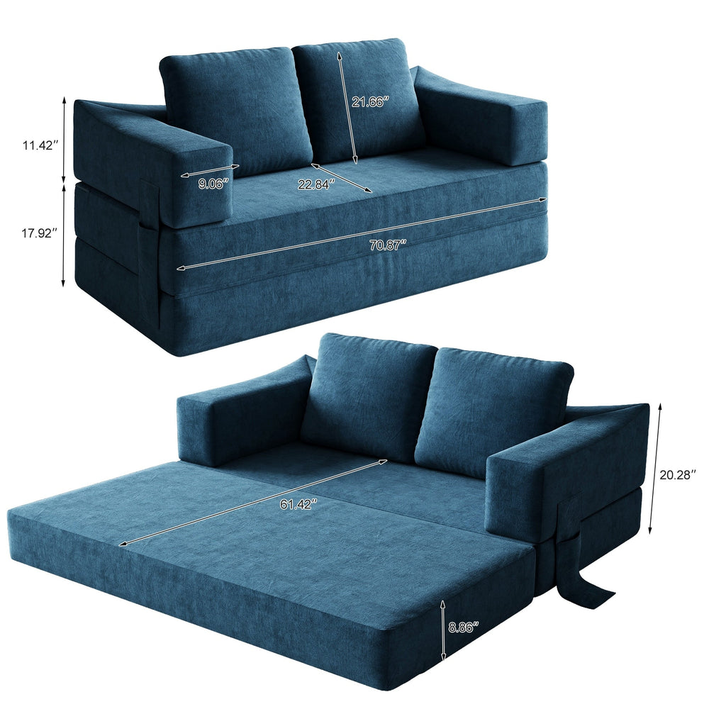 70,87 Gepolstertes Schlafsofa, ausziehbarer Sessel, bequemes Sofa für Wohnzimmer und Schlafzimmer, Chenille-Stoff