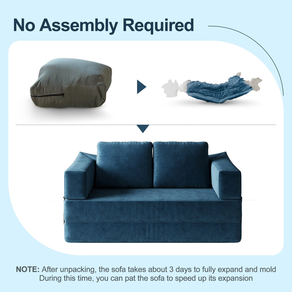 70,87 Gepolstertes Schlafsofa, ausziehbarer Sessel, bequemes Sofa für Wohnzimmer und Schlafzimmer, Chenille-Stoff