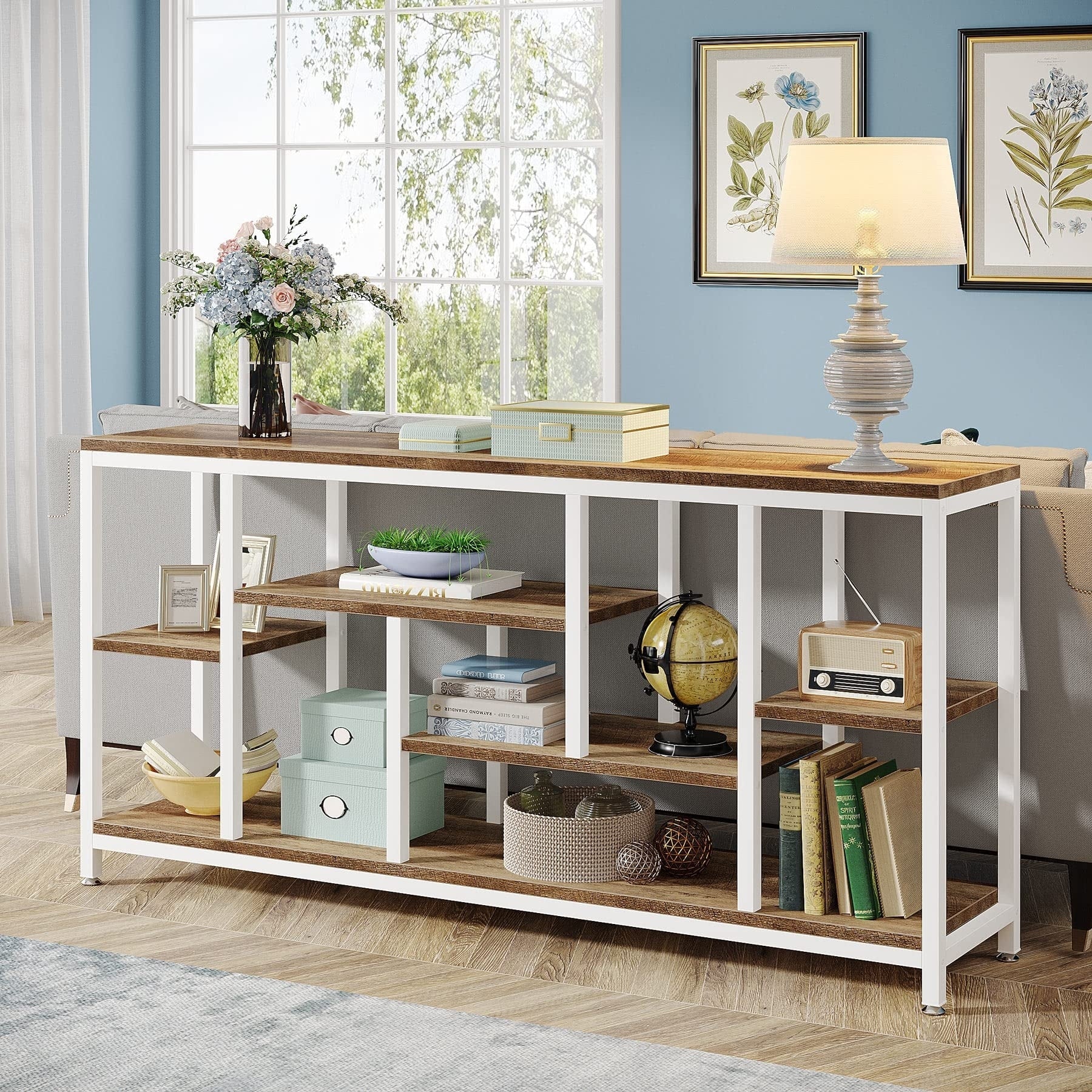 70,9 Zoll (180 cm) hoher Konsolentisch mit Stauraum, 3-stufiger Eingangstisch für Flur