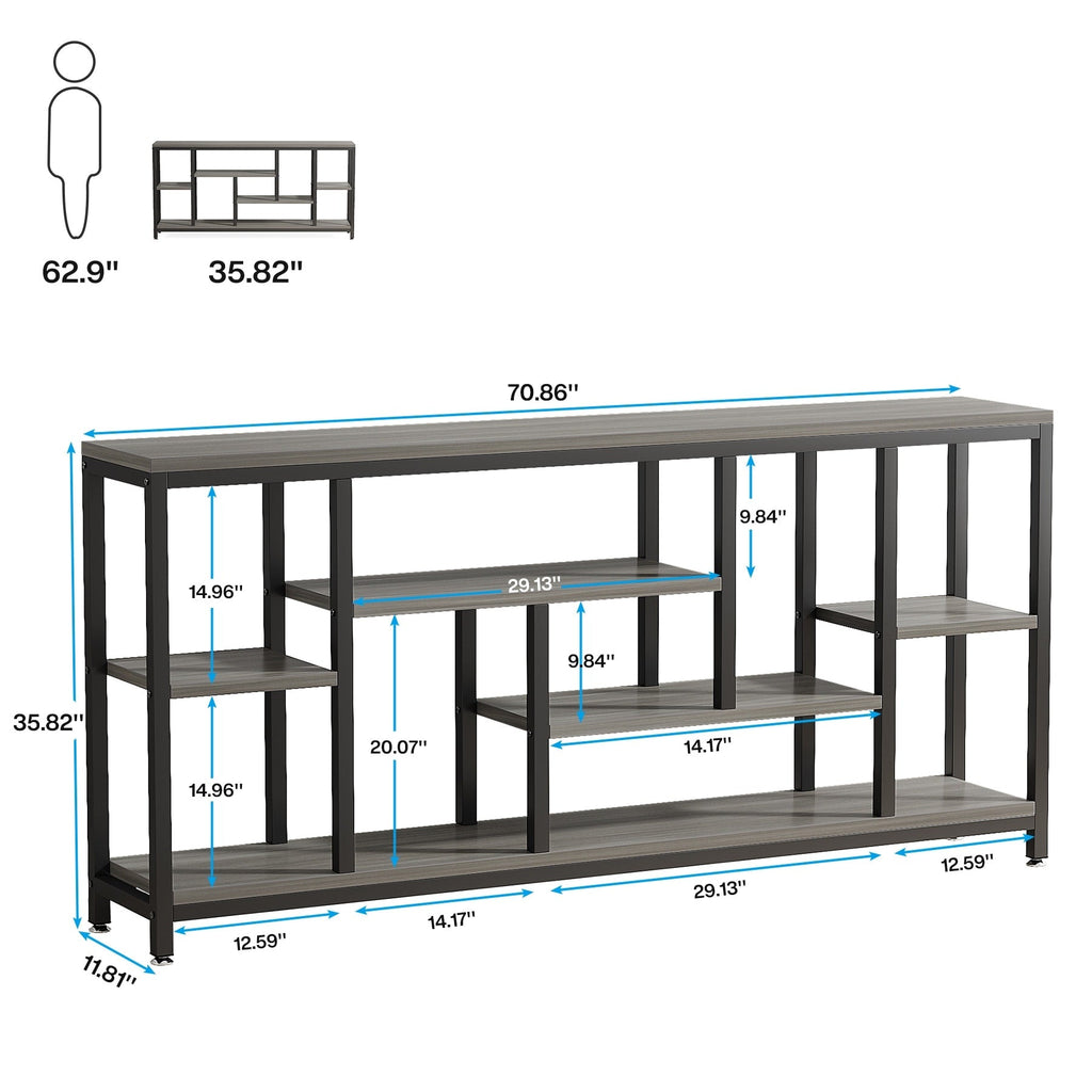 70,9 Zoll (180 cm) hoher Konsolentisch mit Stauraum, 3-stufiger Eingangstisch für Flur
