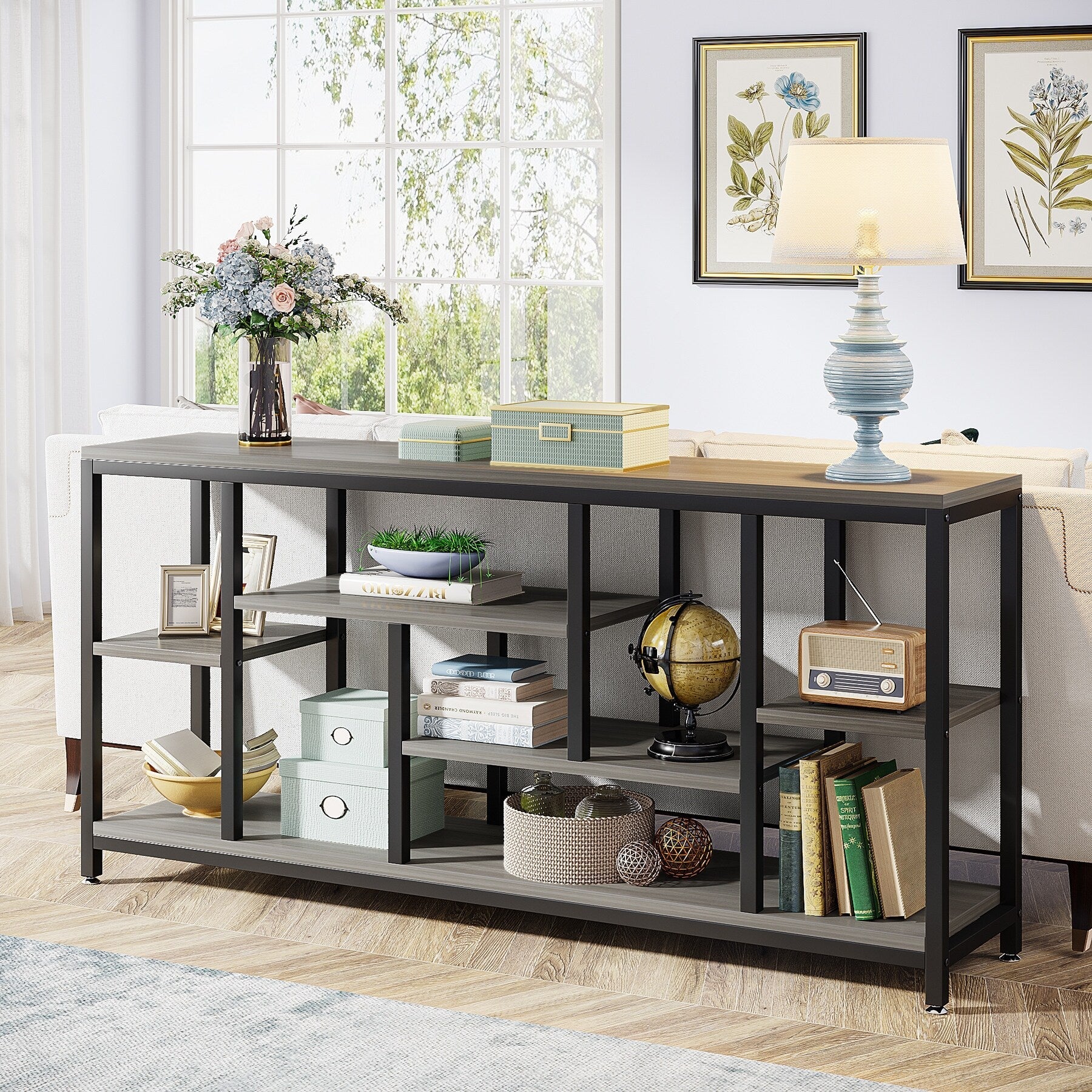 70,9 Zoll (180 cm) hoher Konsolentisch mit Stauraum, 3-stufiger Eingangstisch für Flur