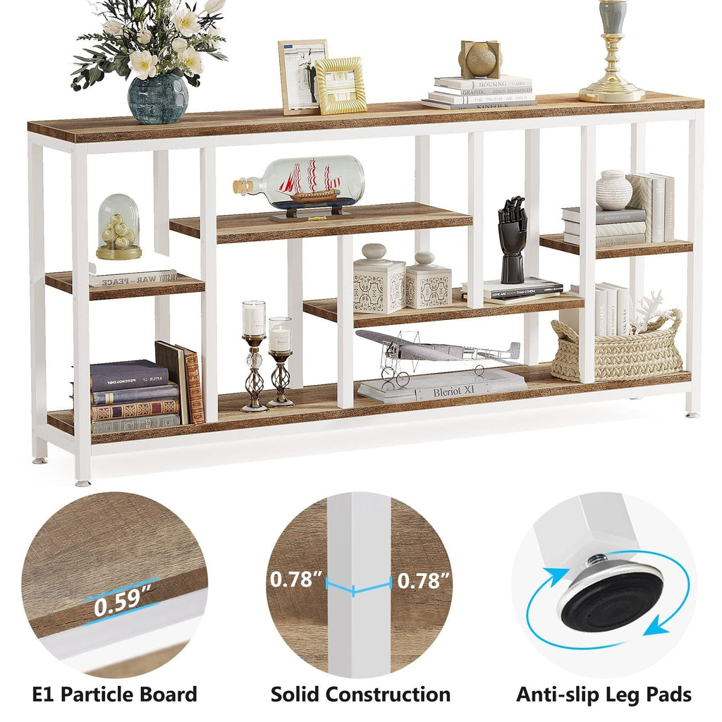 70,9 Zoll (180 cm) hoher Konsolentisch mit Stauraum, 3-stufiger Eingangstisch für Flur