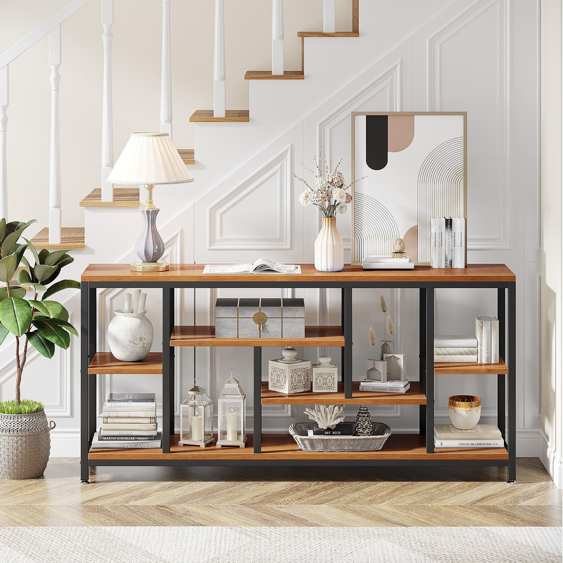 70,9 Zoll (180 cm) hoher Konsolentisch mit Stauraum, 3-stufiger Eingangstisch für Flur