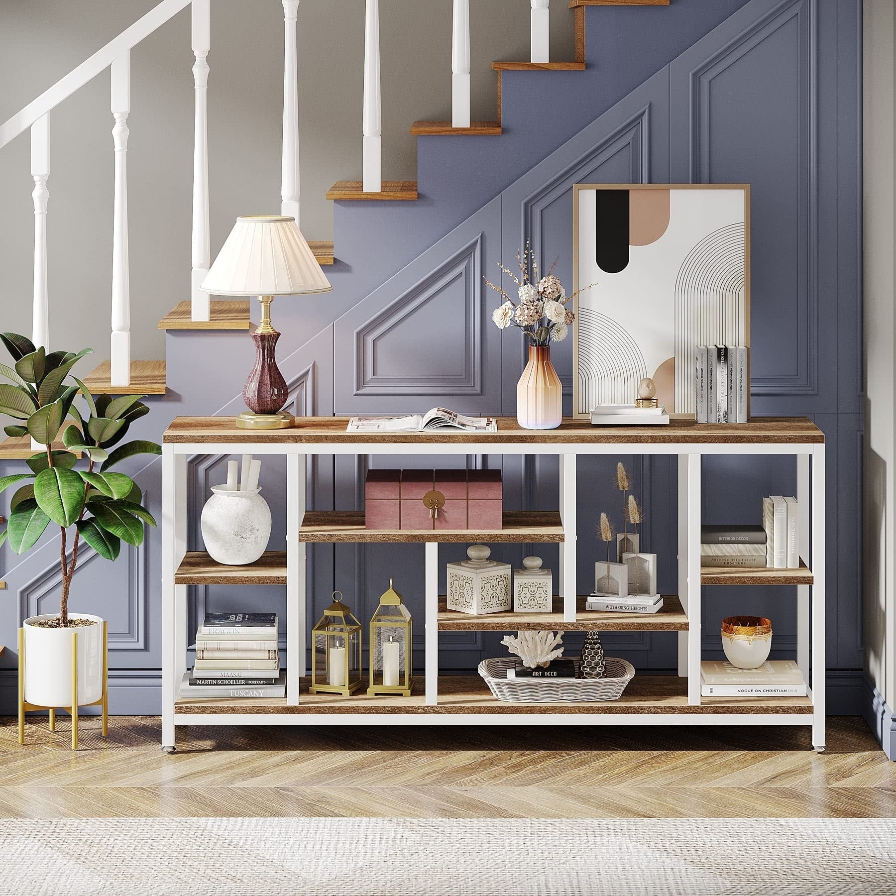 70,9 Zoll (180 cm) hoher Konsolentisch mit Stauraum, 3-stufiger Eingangstisch für Flur