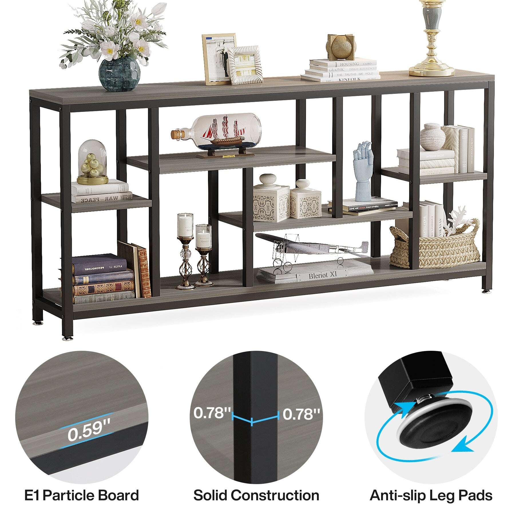 70,9 Zoll (180 cm) hoher Konsolentisch mit Stauraum, 3-stufiger Eingangstisch für Flur