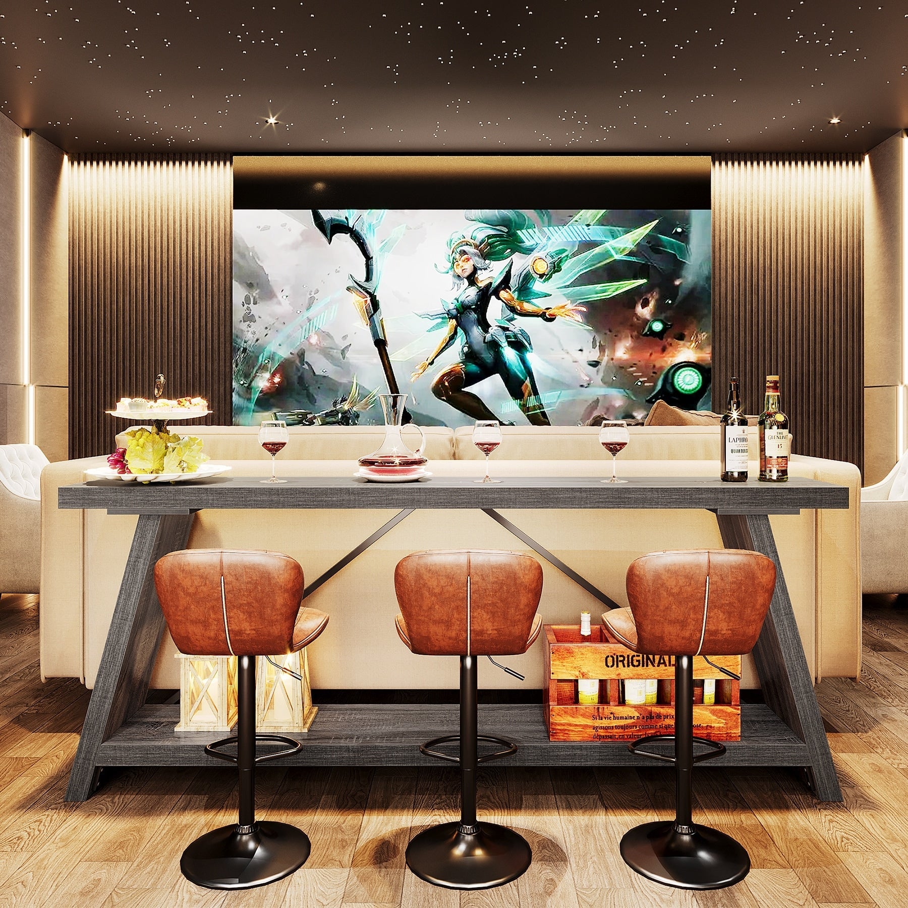 70,9 Zoll langer Konsolentisch aus rustikalem Holz mit Ablagefläche