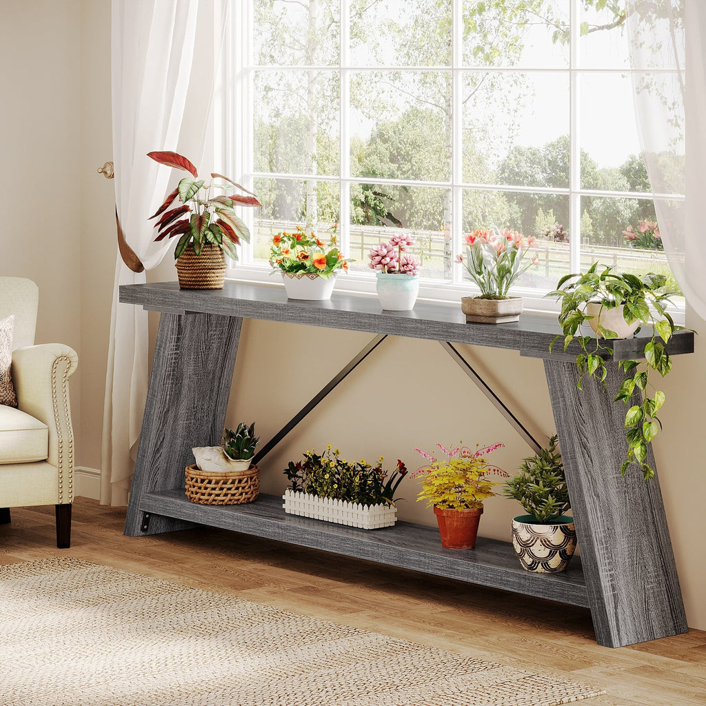 70,9 Zoll langer Konsolentisch aus rustikalem Holz mit Ablagefläche