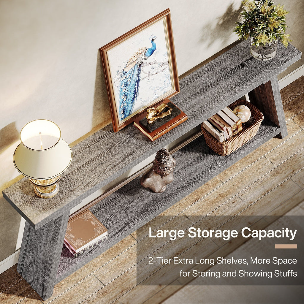 70,9 Zoll langer Konsolentisch aus rustikalem Holz mit Ablagefläche