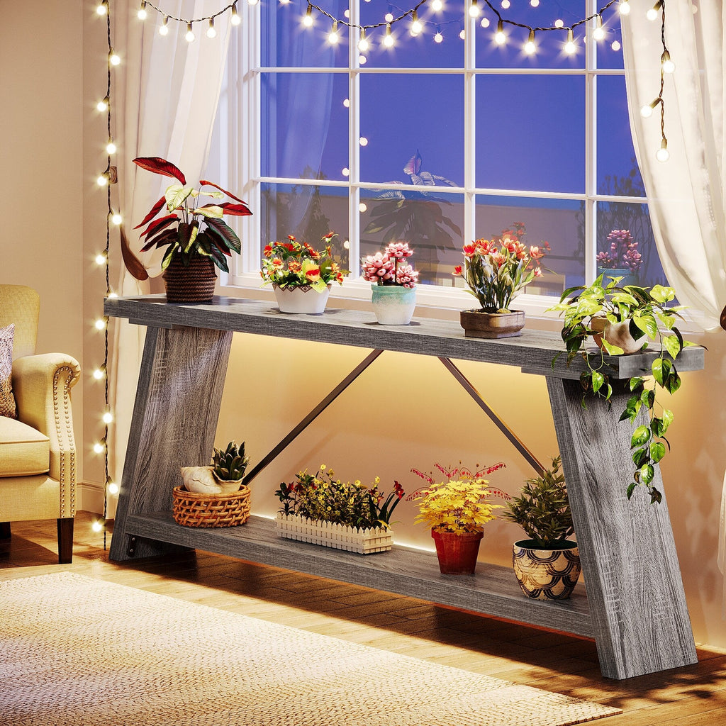 70,9 Zoll langer Konsolentisch aus rustikalem Holz mit Ablagefläche